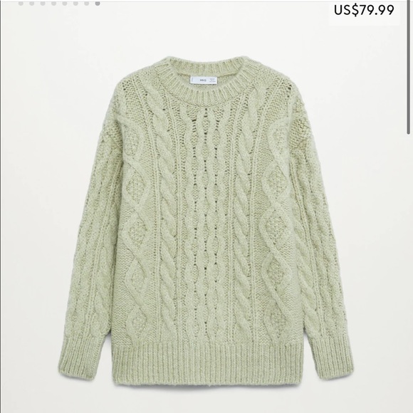 Mango Mint green Cable-knit sweater: size L NWT - Picture 4 of 9